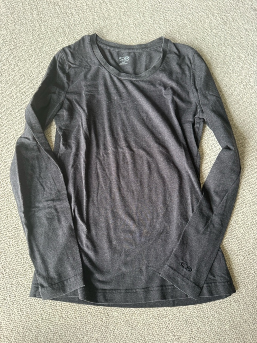 Champion Women's Long Sleeve Crewneck Top - Charcoal Gray